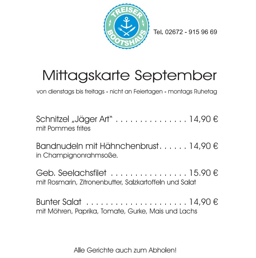 Mittagskarten September